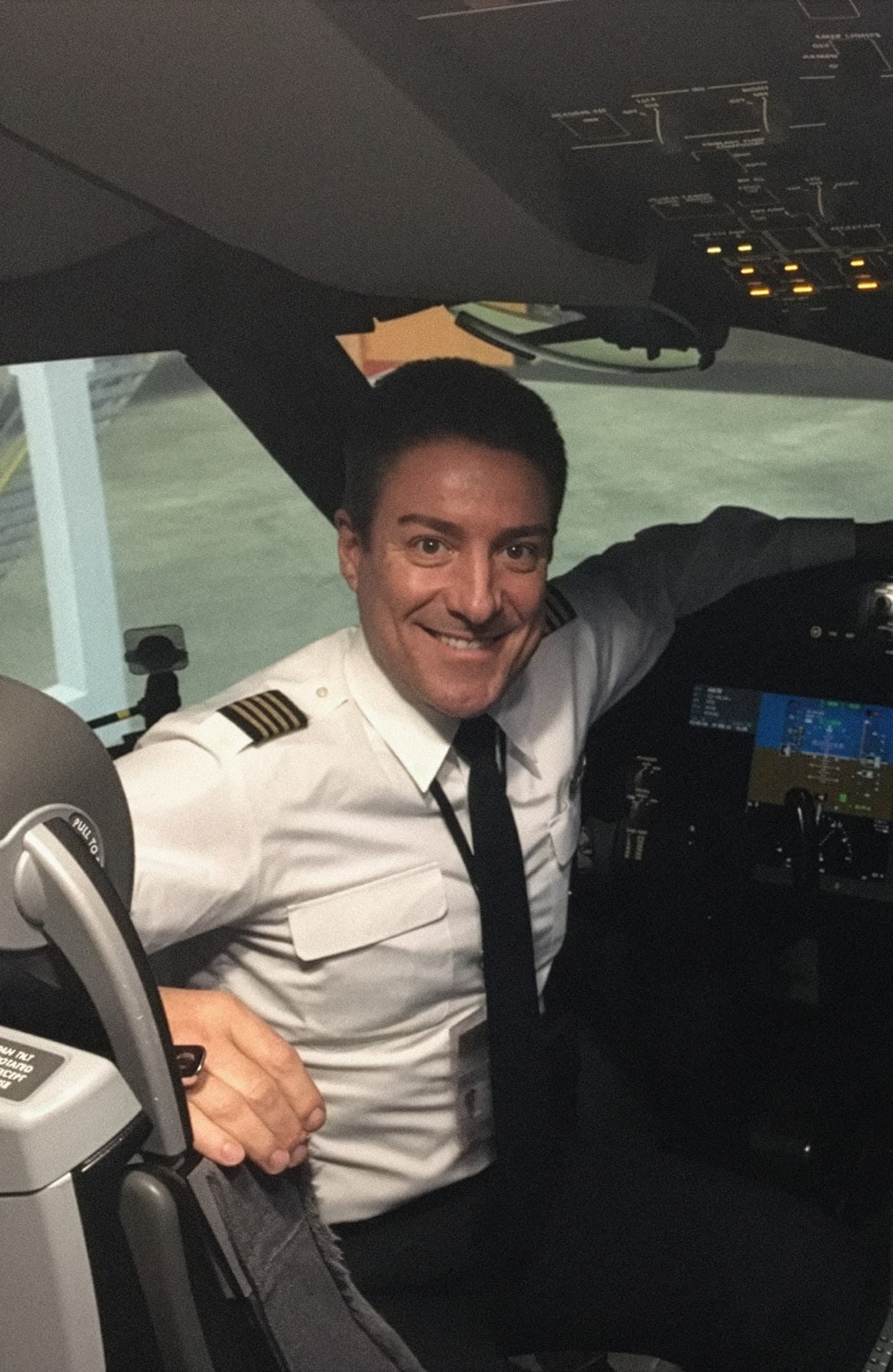 Antony Simich in the flight deck